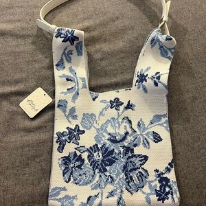Free People Floral Blue and White Bag